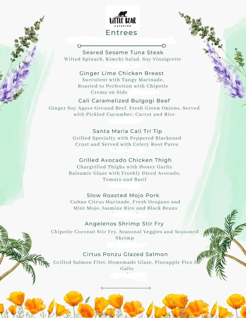2025 Little Bear Catering Califresh Menu, p 4