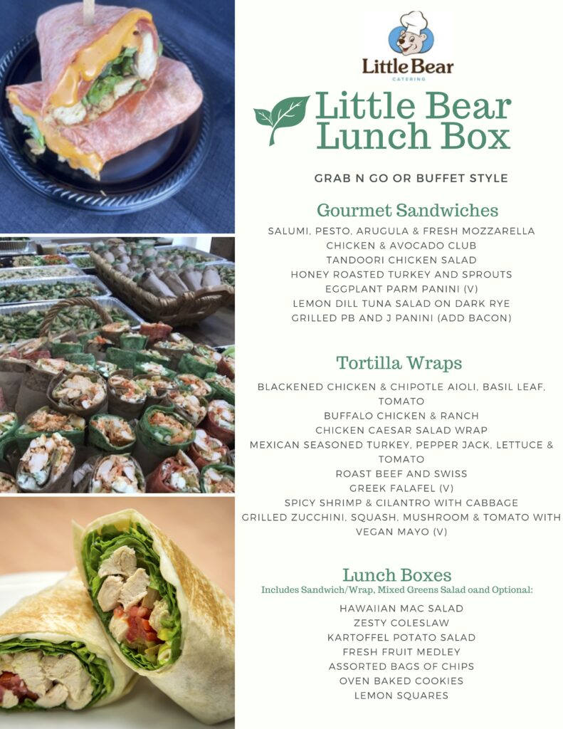 Little Bear Catering Lunch Box Menu 2025